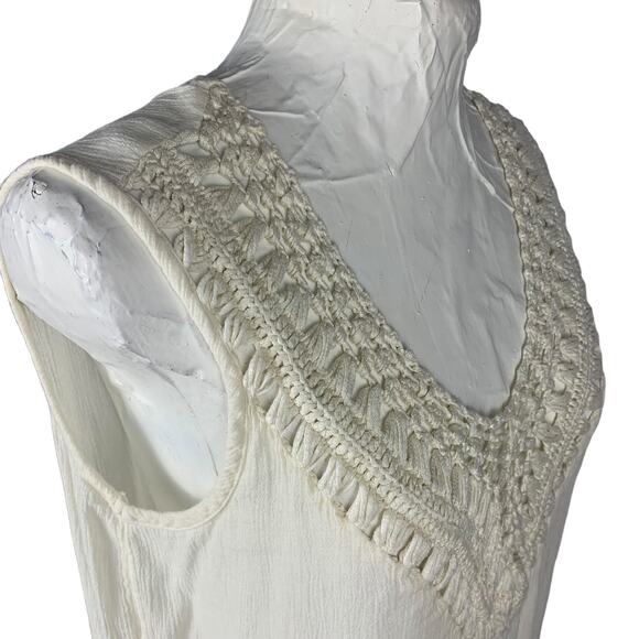 Crocheted Sleeveless Top Womens M Boho Festival Cottage Hippie Western Macrame - Picture 5 of 9